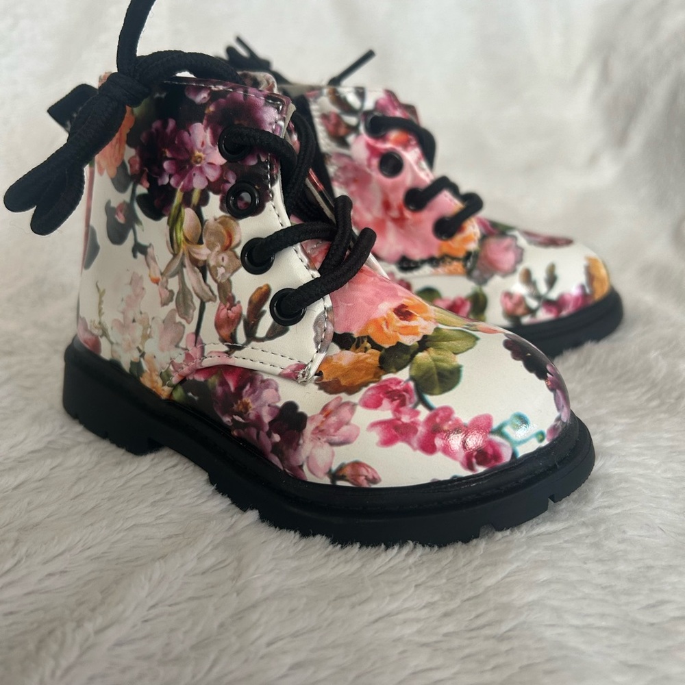 Girl Floral Waterproof and Velvet Toddler Boots